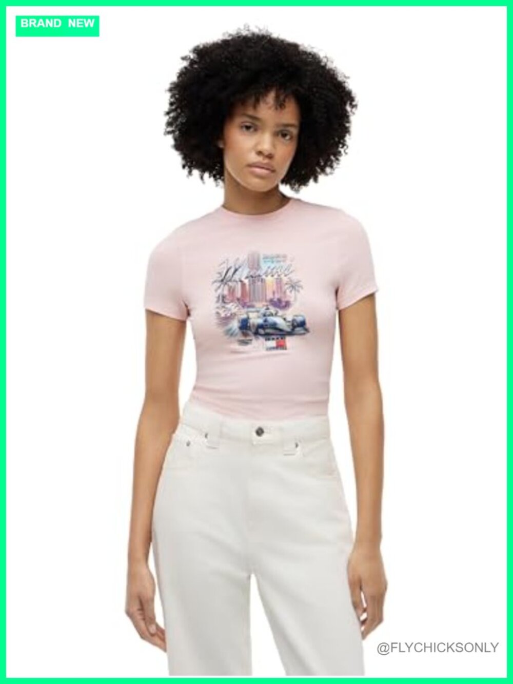 Slim Fit Stretch Cotton Crewneck Racing Graphic T-Shirt
